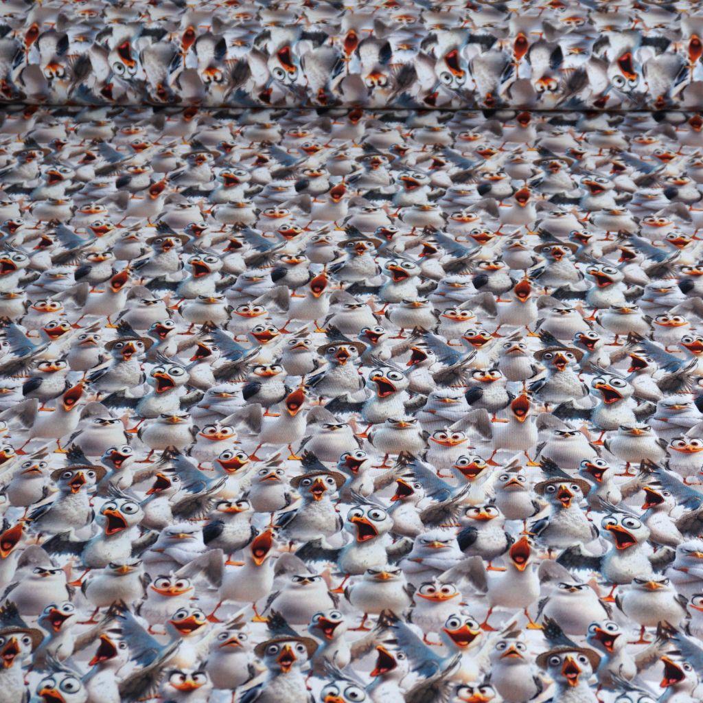 Baumwolljersey lustige Möwen Digitaldruck